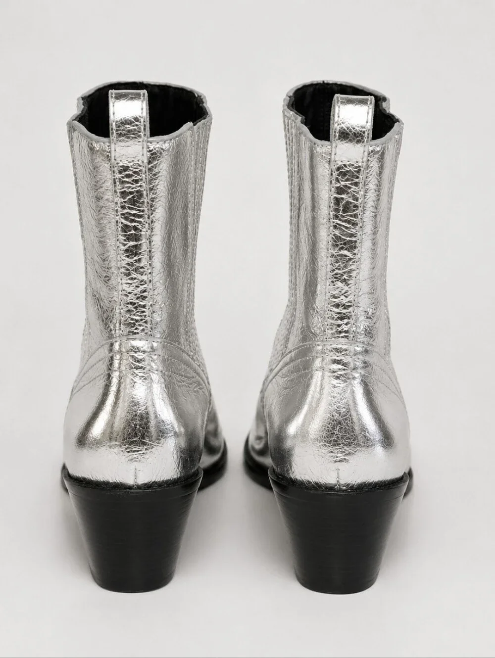 Tory Burch Silver Metallic Western Ankle Booties – Size 11 – NWOB
